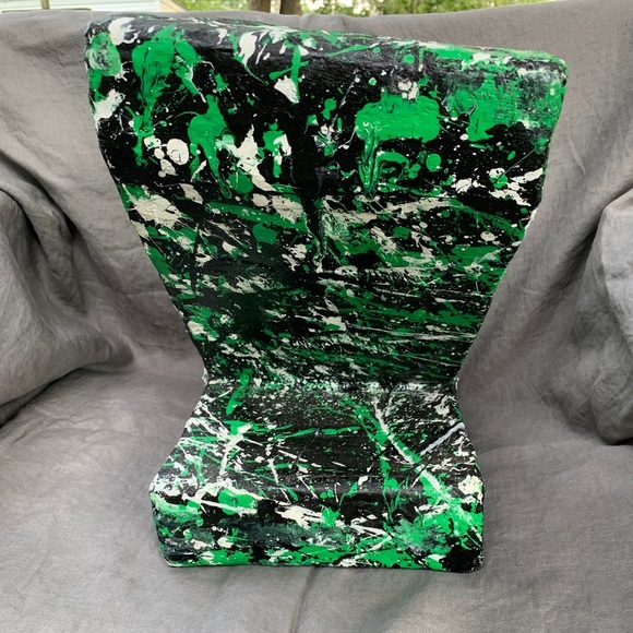 Abstract Original “Z” Face Print Mask Paper Mache 14x10x8 Mixed Media Sculpture - Picture 11 of 11